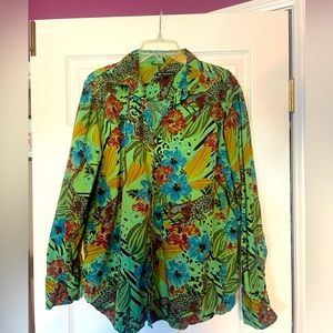 Rich green tropical print Men’s  XL